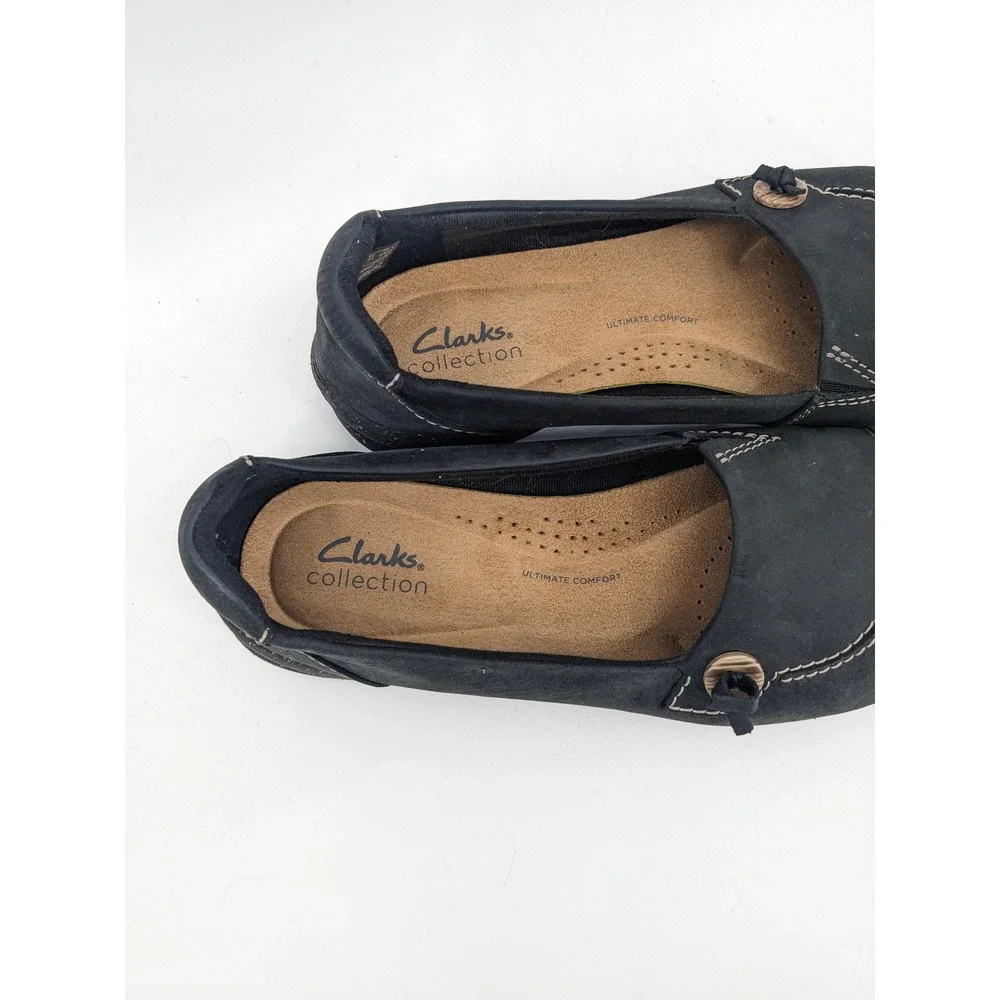 Clarks Roseville Sky Loafer Womens 8 Black Leather‎ Slip On Casual Comfort Shoes